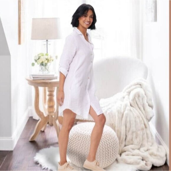 NWT GUESS Los Angeles Challis Shirt Dress - Picture 14 of 15